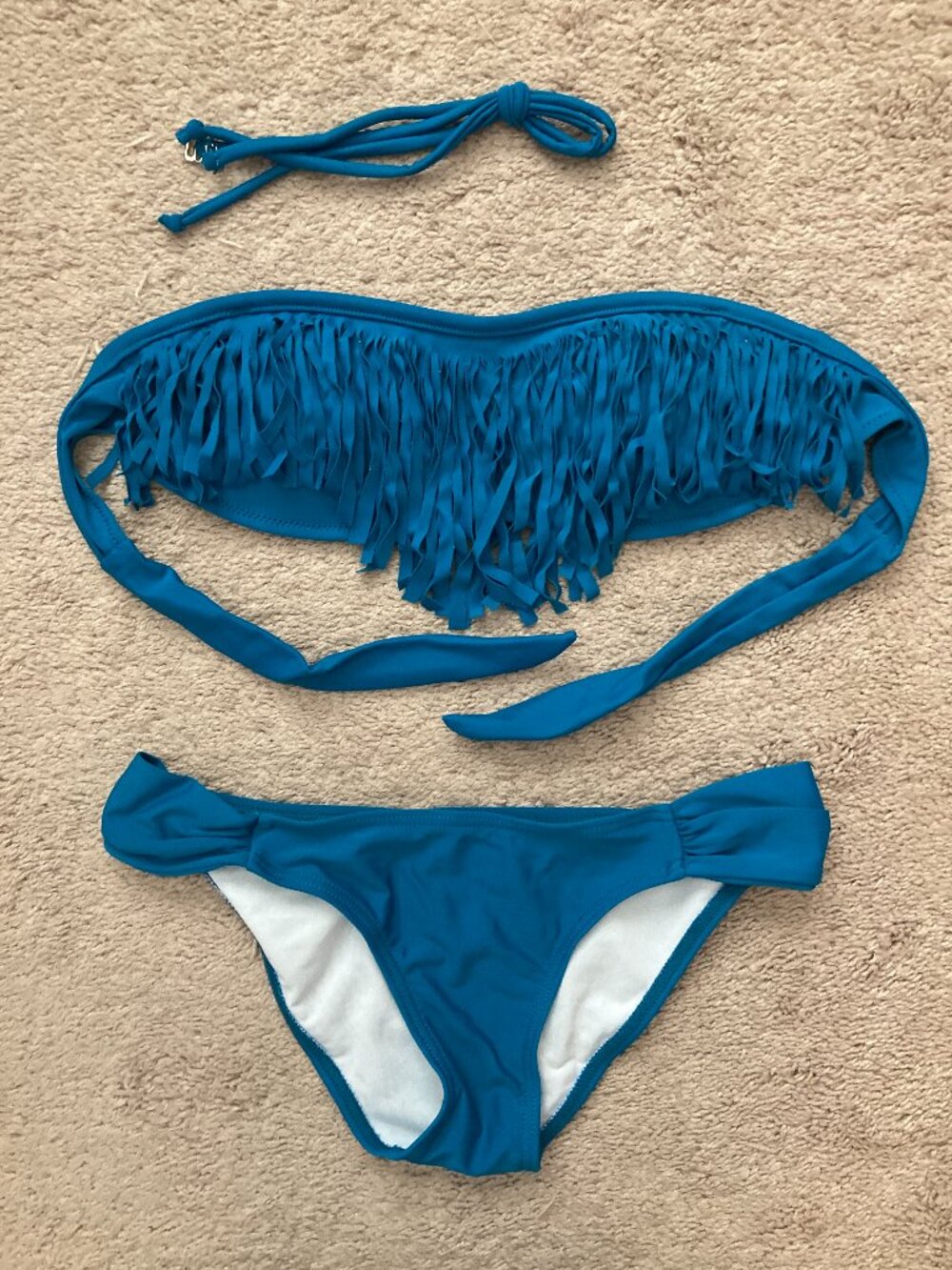 Dark teal fringe bikini set size XS
